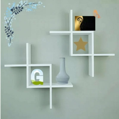 2pcs Wall Mounted X Shape Display Shelf Organizer Rack