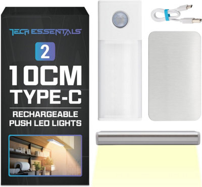 2pk 10cm Type C Rechargeable Push LED Light Wireless Motion Sensor ...