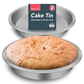 2pk 8 Inch Cake Tin, Durable Stainless Steel Round Cake Tins for Baking 8 Inch Round, 20cm Cake Tins for Home and Commercial Use