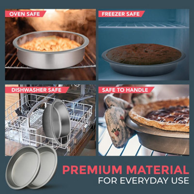2pk 8 Inch Cake Tin Durable Stainless Steel Round Cake Tins for Baking 8 Inch Round 20cm Cake Tins for Home and Commercial Use
