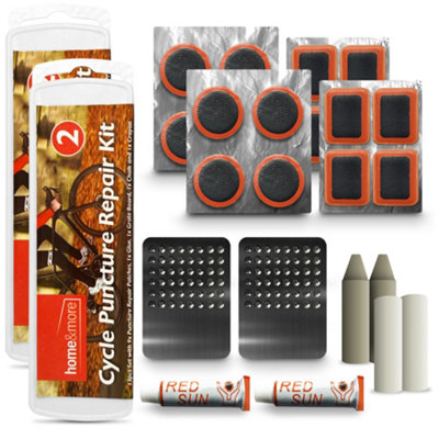 2pk Bike Puncture Repair Kit - 26 Pieces - Puncture Repair Patches, Puncture Repair & Accessories - Bike Tyre Repair Kit