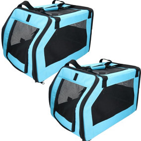 2PK Blue Medium Dog Puppy Car Seat Carrier 30.5x33x51cm For Pets Upto 25lbs