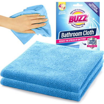 2pk Buzz Bathroom Cleaning Cloths with Germ Shield, StreakFree