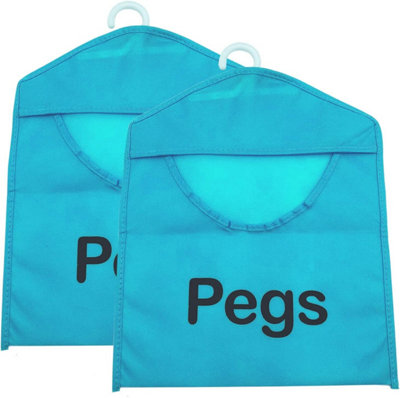 2pk Clothes Peg Bag for Washing Line with Hanger 39 x 28cm