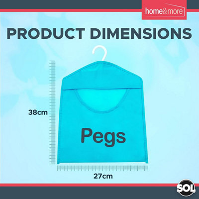 2pk Clothes Peg Bag for Washing Line with Hanger - 39 x 28cm - Washable ...