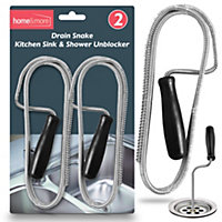 2pk Drain Snake Unblocker 100cm, Kitchen Sink Unblocker Tool Plumbing Snake Shower Drain Unblocker Tools for Kitchen Sink & Drain