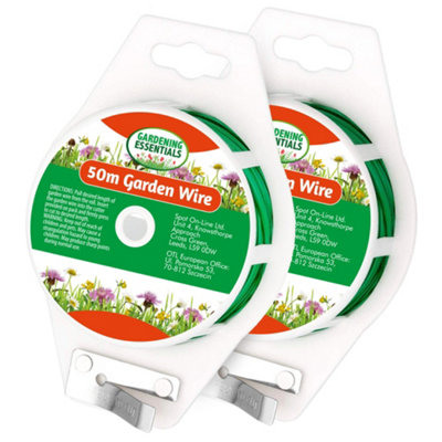 2pk Garden Wire with Dispenser & Cutter - 110m - Heavy Duty Garden Wire ...
