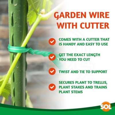 2pk Garden Wire with Dispenser & Cutter - 110m - Heavy Duty Garden Wire for Climbing Plants, Shrubs, Trees & House Plants