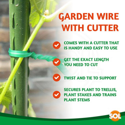 2pk Garden Wire with Dispenser & Cutter - 120m - Heavy Duty Garden Wire for Climbing Plants, Shrubs, Trees & House Plants