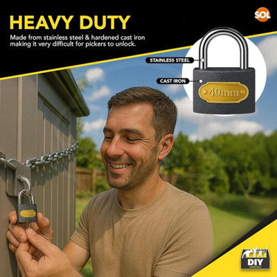 2pk Heavy Duty Padlocks with Keys 40mm Outdoor Security Locks with ...