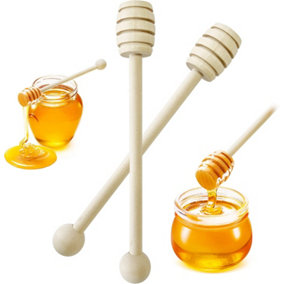 2pk Honey Dippers - 16cm - Rustic Wooden Honey Spoon for Drizzling Honey - Made from Cherry Tree Wood - Honey Dipper