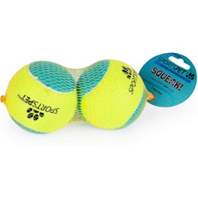 2PK Large Squeaky Tennis Balls Puppy Dog Chuck Fetch Play Time- 8cm