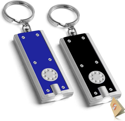 2pk LED Keychain Small Torch Light - Pocket Torch Small Bright with Built In Batteries - Small LED Mini Torch Keyring Torch