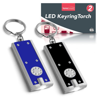 2pk LED Keychain Small Torch Light - Pocket Torch Small Bright with Built In Batteries - Small LED Mini Torch Keyring Torch