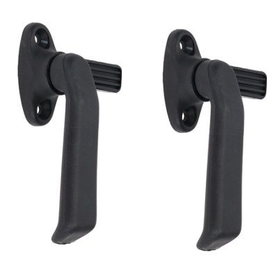 2pk Left Hand Window Handle Lever Catch Black Polypropylene Locker Latch