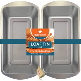 2pk Loaf Tins for Baking 2lb - 2lb Loaf Tin - 21 x 11 x 6.4cm - Stainless Steel Bread Tins for Baking 2lb - Stainless Steel