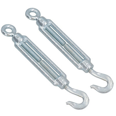 2pk M8 Straining Screw Hook to Eye Turnbuckle Galvanised Rigging