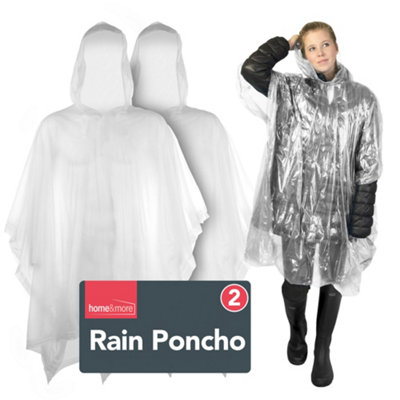 Nu incompleet Vel 2pk Rain Poncho Adult Waterproof, Plastic Disposable Rain Poncho Waterproof  Poncho Adults, Ponchos Plastic Waterproof Raincoat | DIY at B&Q
