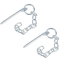 2pk Round Cotter Pin Chain 6mm by 114mm for Trailer Tipper Tailgate Tailboard