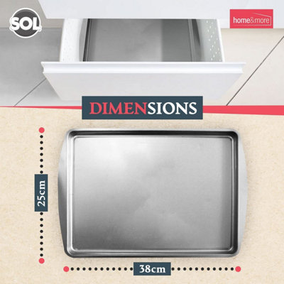 2pk SOL Everyday Large Oven Trays Set 38x25cm, Durable Flat Stainless Steel Baking Trays for Oven, Cooking Trays for Oven