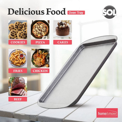  2pk SOL Everyday Large Oven Trays Set 38 x 25cm, Durable Flat  Stainless Steel Baking Trays for Oven, Baking Sheets Pan Cooking Trays for  Oven