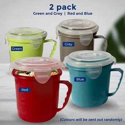 2pk Soup Containers with Lids - Microwavable Soup Mug with Lid - 700ml Microwave Bowl Soup Storage Containers