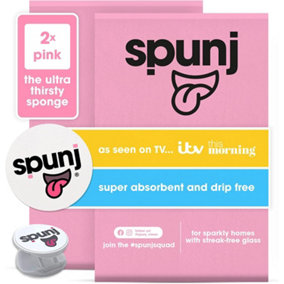 2pk spunj The Ultra Thirsty Sponge Pink, Super Absorbent Cleaning Sponges, Drip Free Home, Kitchen Sponge Bathroom Cleaning Sponge