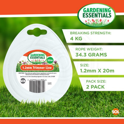 2pk Strimmer Wire 1.2mm x 20m Heavy Duty Strimmer Line Clear Strimmer Cord Grass Trimmer