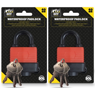 2pk Weatherproof Padlock with Keys 40mm Heavy Duty Padlock for Shed Gate Fence Padlock with Keys Padlocks Outdoor Heavy Duty