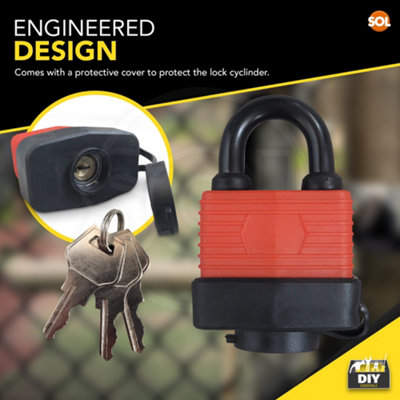 Maudex PBE50 Weather-Resistant Padlock – Durable Steel With Electrophoresis Coating, 5 Keys Included, For Storage Units, Gates & Property