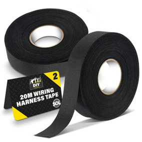 2pk Wiring Loom Tape for Car, Motorcycle & Electricals 20m, Adhesive & Heat Resistant Cloth Tape, Wiring Cloth Tape, Fabric Tape