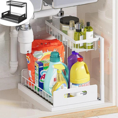 2Tier Pull Out Under Sink Kitchen Storage Rack
