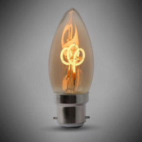 2w B22 Vintage Edison Candle LED Light Bulb 1800K T-Spiral Filament High CRI Dimmable - SE Home