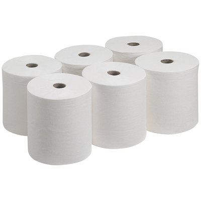 2Work 2-Ply Centrefeed Roll 150m White (Pack of 6) KF03804