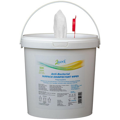2WORK Disinfectant Wipes, Pack of 500