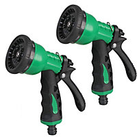2x 10 DIAL Multi Function Jet Spray Nozzle Garden Hose Gun (Hozelock Compatible)