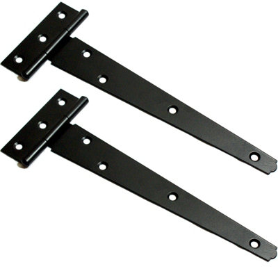 2x 10" Inch x 250mm T Hinges Black Outdoor Gate/Door Garden Shed Tee Strap