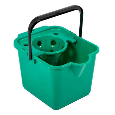 2x 12 Litre Capacity Green Coloured Floor Cleaning Mop Buckets With Pouring Lip - 3