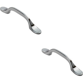 2x 128mm Shaker Style Cabinet Pull Handle 76mm Fixing Centres Polished Chrome