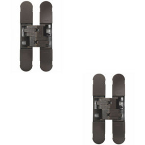 2x 130 x 30mm Concealed Heavy Duty Hinge Fits Unrebated Doors Bronze Plated