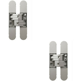 2x 130 x 30mm Concealed Heavy Duty Hinge Fits Unrebated Doors Champagne