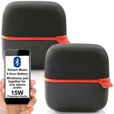 2x 15W Bluetooth Speaker Kit RED True Wireless Stereo Portable