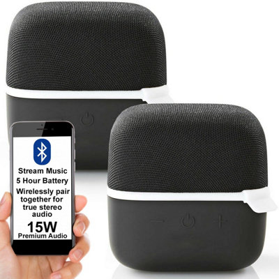 2x 15W Bluetooth Speaker Kit WHITE True Wireless Stereo Portable