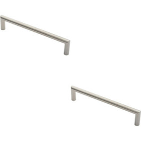 2x 19mm Mitred Pull Door Handle 300mm Fixing Centres Satin Stainless Steel