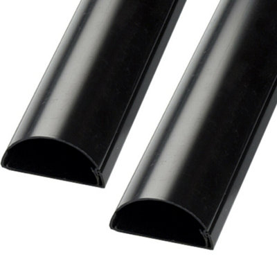 2x 1m (2m) 50mm x 25mm Black Scart / Data Cable Trunking Conduit Cover AV TV