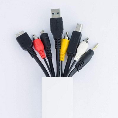 2x 1M White Self Adhesive Cable & Wire Tidy PVC Plastic Electrical Mini Trunking (16x10mm)