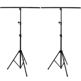 2x 2.5m Lighting Stand & Light Mounting T Bar Adjustable Photography Tripod Kit