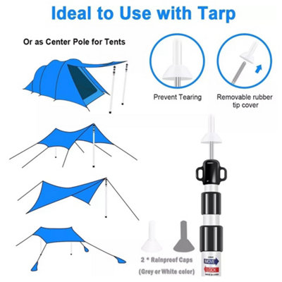 2x 230cm Tent Poles Telescopic Adjustable Awning Canopy Tarp Pole ...