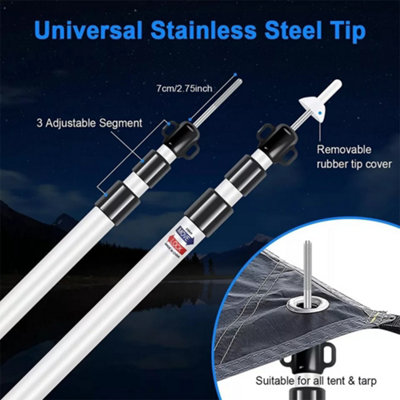 2x 230cm Tent Poles Telescopic Adjustable Awning Canopy Tarp Pole ...