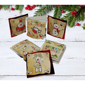 2x 24 Self Adhesive Christmas Gift Tags Handcrafted 3D Cute Festive Tags